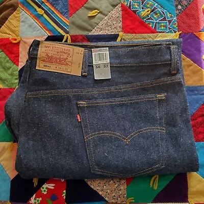 Vintage 90s 501 XX Levis Shrink To Fit Deadstock Raw Rigid Denim Jeans 56x32 NWT • $122