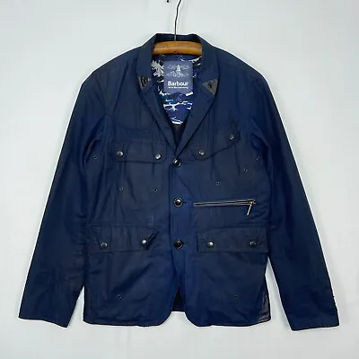 Barbour White Mountaineering Lapel Wax Jacket Men’s UK Small S Blue Waxed Blazer • $94.72