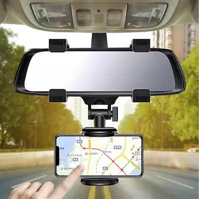 Universal 360° Car Rearview Mirror Phone Holder Mount Vehicle Cell Phone Stand • $10.99