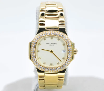 £16900 • Buy Patek Philippe Lady Nautilus 4700/54 Factory Diamond 18k Gold Watch Serviced