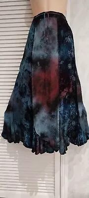 Crushed Velvet Embroidery Tie Dye Maxi Skirt Vintage Large 16- 20 Festival Boho • £25