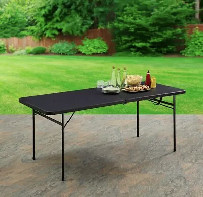 Mainstays 6 Foot Bi-Fold Plastic Folding Table Black • $55