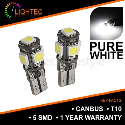 Xenon White 5 Smd 501 T10 W5w Canbus Error Free Led Sidelights High Power Uk • £3.51