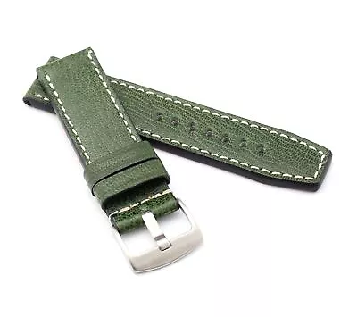 Marino Parallel : VINTAGE CALF Saddle Leather Watch Strap GREEN 22 24 26mm • £35