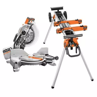 Ridgid Miter Saw 15-Amp 10  Positive Stops W/ Miter Saw Stand + Laser Guide • $374.12