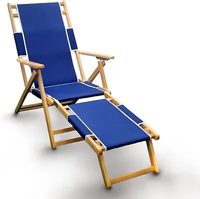 Folding Patio Lounge Chair Adjustable Chaise Outdoor Lounge Wooden Beach Chair  • $159.99