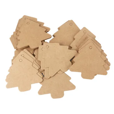  50pcs Scalloped Kraft Paper Christmas Tree Gift Parcel Tags Label Luggage Paper • £6.37