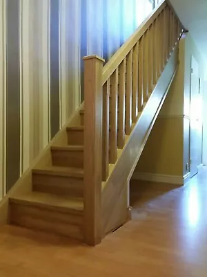 £997.31 • Buy Oak Staircase Banister Chamfered Spindles + Landing Set Including Newel Posts 