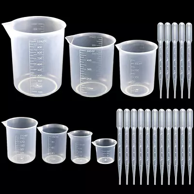 7 Sizes Plastic Beaker SetClear Measuring Graduated Liquid Container Beakers ... • $15.31