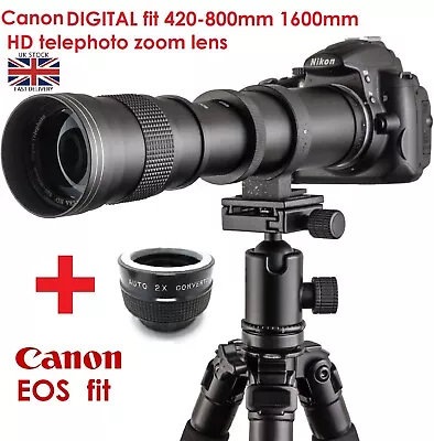 Canon EOS DSLR DIGITAL Fit 420 800mm 1600mm Zoom Lens 1000D 2000D 3000D 4000D + • £109.99