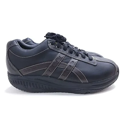 Skechers Mens Shape-Ups ROCKER Black Leather Overhaul Sneaker 66504 Size 9.5 • $29.25