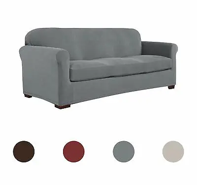 Perfect Fit Easy Fit 2-Piece Sofa Slipcover Gray • $29.99