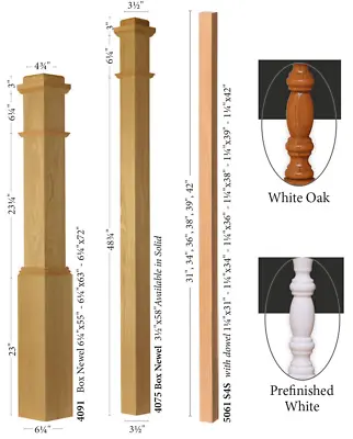 White Oak Railing Set 4091/4075 Box Newel Post 5061 Balusters/Railings   • $16.89