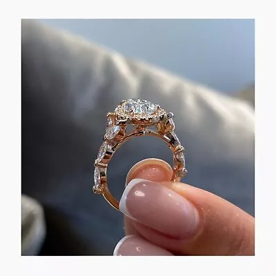 Diamond Ring IGI Certified Pear Halo F VS1 2.71 Carat Lab Created 14K Rose Gold • $2659.99