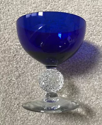 $9.99 • Buy Morgantown Glass Golf Ball Low Sherbet Cobalt Ritz Blue 4 1/8” Tall Blown Glass