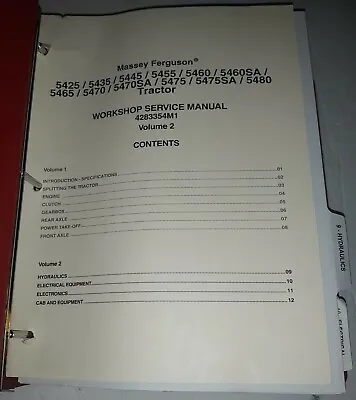 Massey Ferguson M-F 5000 Series Tractor Workshop Service Manual Diagrams Vol 2 • $250