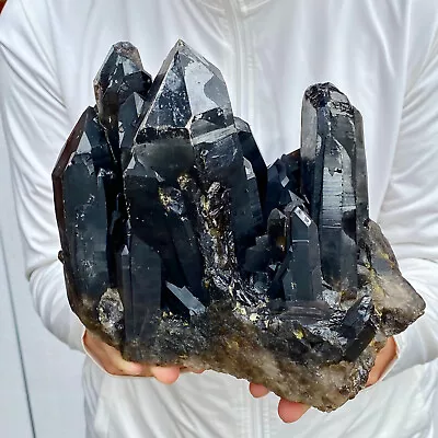 7.8LB Natural Beautiful Black Quartz Crystal Cluster Mineral Specimen Rare • $0.99