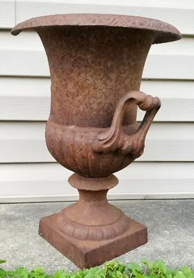 Antique Cast Iron Planter Urn Claw Handles Architectural Garden • $344.95
