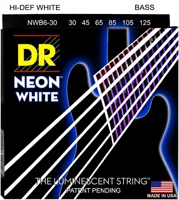 DR NWB6-30 Neon White BASS Guitar String 6-String Set  30-125 • $43.99