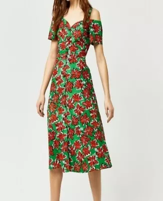 Warehouse BNWT Size 10 Green Woodblock Daisy Swing Floral Midi Dress RRP £42 New • £1.20