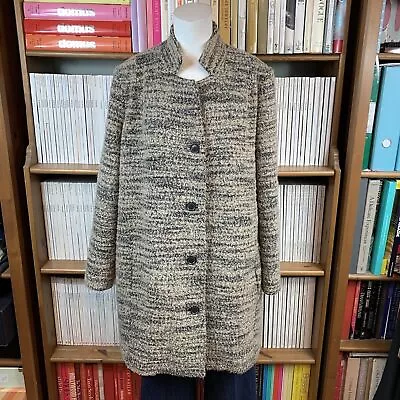 Bruuns Bazaar Womens UK 14 40 Coat Jacket Boucle Tweed Cocoon Boxy Wool • £45
