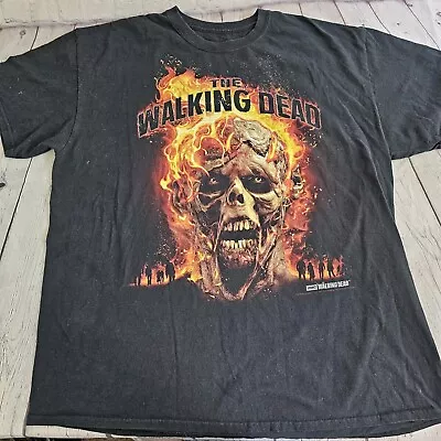The Walking Dead Shirt Mens AMC L XL Flaming Zombie Skull Rare No Tag Horror • $24.99