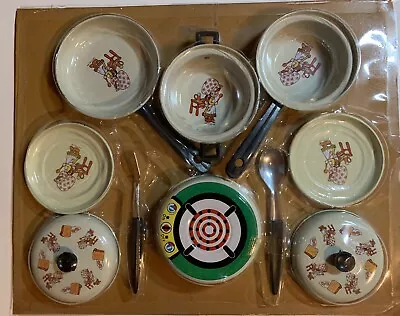 $12.99 • Buy Vintage 70's TIN POTS & PANS KITCHEN SET. Made In Hong Kong