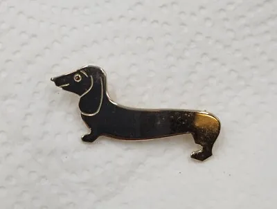 Gold Tone Smiling Dachshund Dog Brooch Pin • $17.95