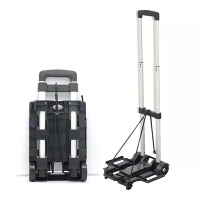 Folding Aluminium Cart Hand Truck Dolly Push Collapsible Trolley Luggage 2 Wheel • £15.99