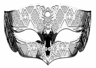 Silver Male Masquerade Masks Laser Cut Metal Mask For Men Halloween Mardi Gras • $15.30