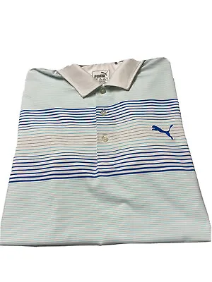 $15 • Buy Puma Men’s Golf Dry Cell Shirt, Size Medium, White/Light Blue