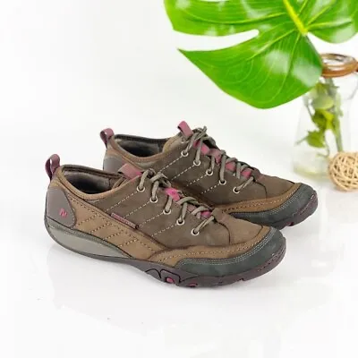 Merrell 8.5 Sneaker Mimosa Lace Comfort Walking Hiking Active Leather Brown Pink • $44.80