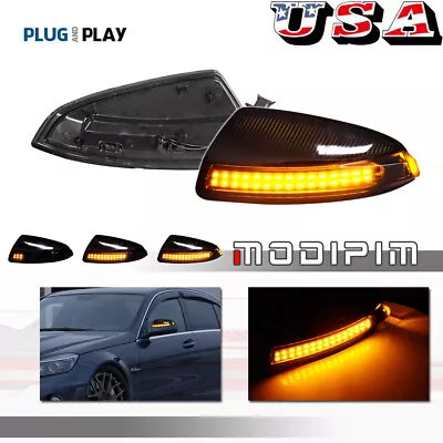 Smoked W/Amber LED Sequential Side Mirror Lamps For Mercedes Benz W204 S204 W639 • $29.99