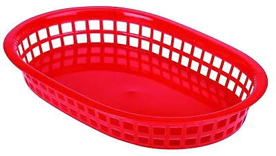 £9.95 • Buy Plastic Food Basket Red Oval Polyproylene Chips Basket 26cm X 18cm Pack Of 6