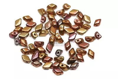 Czech MINI GemDuo Beads 6x4mm - 2-Hole Beads - Crystal ORANGE RAINBOW - 120pcs • $2.76