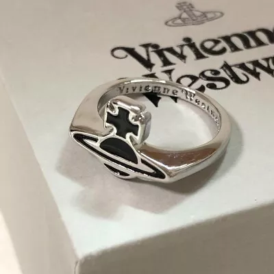 Vivienne Westwood Black Heart Silver Color Women Ring   Size 7 • $49.99