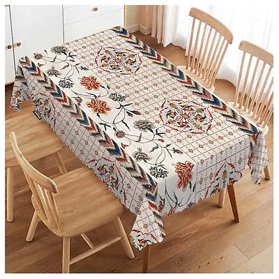 Mexican Floral Rectangular Tablecloth Ethnic Geometric Flowers Washable Table... • $31.78