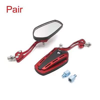 Pair Red Universal Adjustable Motorcycle Rearview Wideangle Mirror W 8mm Adapter • $18.49