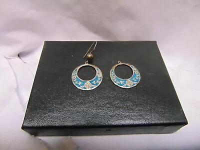 Pair Of Vintage Sterling Earrings  GA01 Turquoise Color Rose Flower Design Mexic • $13.99