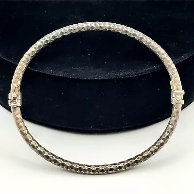 Milor Italy 925 Hinged Bangle Bracelet Women's L Honeycomb Texture 10.2g 4mm • $14