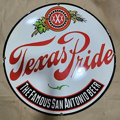 Texas Pride Porcelain Enamel Sign 30 Inches Round • $100