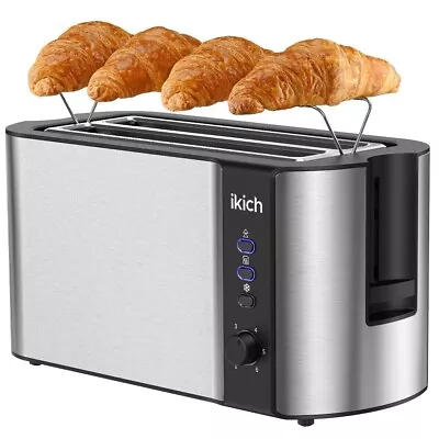 4-Slices Extra Long Slot Toaster W/ Reheat Warming Rack 6 Browning Control IKICH • $32.99