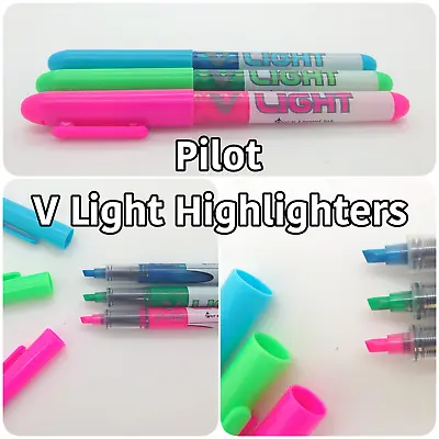£3.99 • Buy Pilot V Light Liquid Ink Highlighter Pen Set (Pk 3 Pens) Chisel Tip 3 Colours