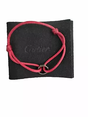 BRAND NEW Cartier 18k White Gold LOVE Silk Red Corded Bracelet W/ 4 Extra Cords • $1050