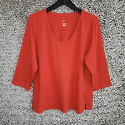 J Jill Top Womens Large Orange Forward Seam Tee Cotton Spandex Casual Ladies • $18.04