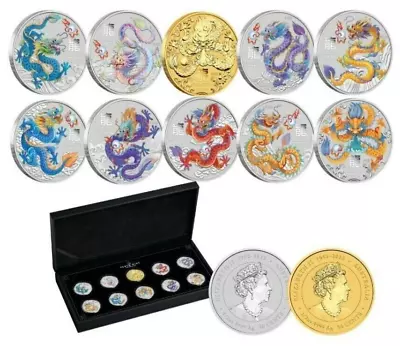 2024 Australia Lunar Series III Year Of The Dragon 1/2 Oz Silver 10 Coin Set • $493.49