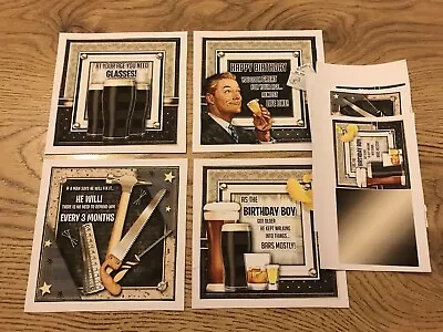 £2.99 • Buy Set Of 4 Handmade Male Birthday Card Toppers And Sentiments
