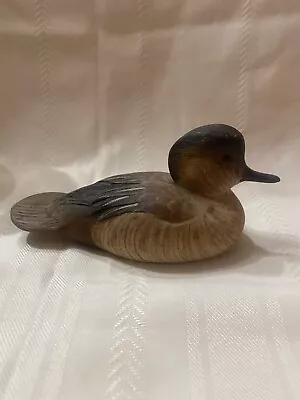 Vintage Hooded Merganser Duck Hen - Hand Painted And Signed L Bundy 10-4-88 6.5” • $94.95