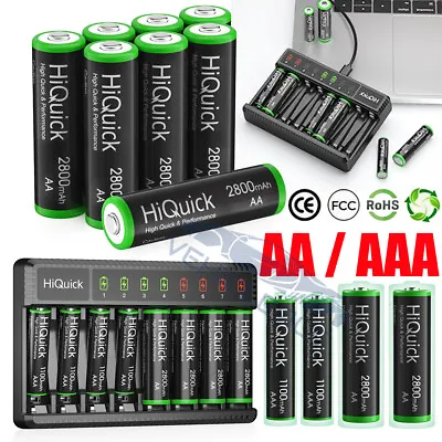 EBL AAA AA Rechargeable Batteries 1100/2800mAh 1.2V Ni-MH / 8 Slots Charger Lot • $8.99