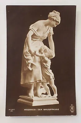 German Art House Postcard Madrassi The Brother Kiss Marble Statue 1912 • $3.99